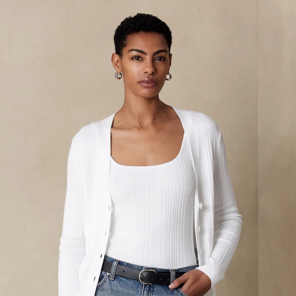 NWT BANANA REPUBLIC WHITE TAILORED TANK MEDIUM